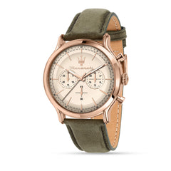 Maserati Men's Watch, Chronograph, Analogue, Leather Strap, Waterproof, Vintage Collection, Gift for Men - R8871633007, Green, 42.00, Strap, Green, 42.00, Strap