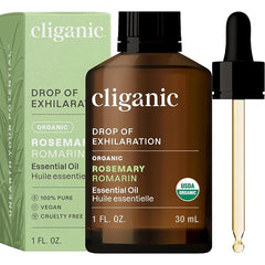 Cliganic Organic Rosemary Essential Oil for Hair, Skin, Aromatherapy - 100% Pure Natural Undiluted | Non-GMO Verified
