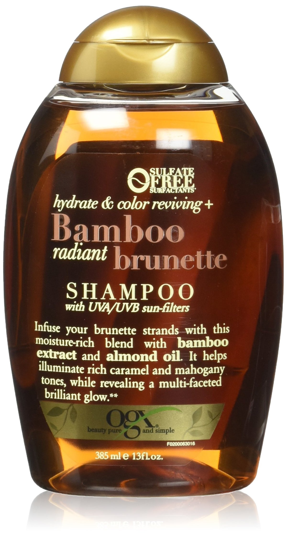 OGX Hydrate & Colour Reviving Bamboo Radiant Brunette Shampoo, Nourishing and Enriching Shampoo for Dry, Dull or Damaged Brunette Hair, Helps Restore Shine and Vibrancy - 375ml