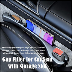 Azonee Car Seat Gap Filler 2 Pack with Seat Belt Holes, Auto Crevice Blockers 2PCS Fill Gap in Between Seat and Console, Universal for Most Cars Trucks SUVs to Stop Things from Dropping, Black