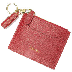 Valentoria Minimalist Small Leather Card Holder Pocket Wallet Womens Coin Purse Handbag (Z-Red)
