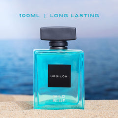 UPSILON Wild Blue Eau De Parfum Premium Long Lasting Fresh & Powerful Fragrance Spray Travel Friendly Luxury Parfum Scent | Men’s Perfume | 100ml - Pack Of 1