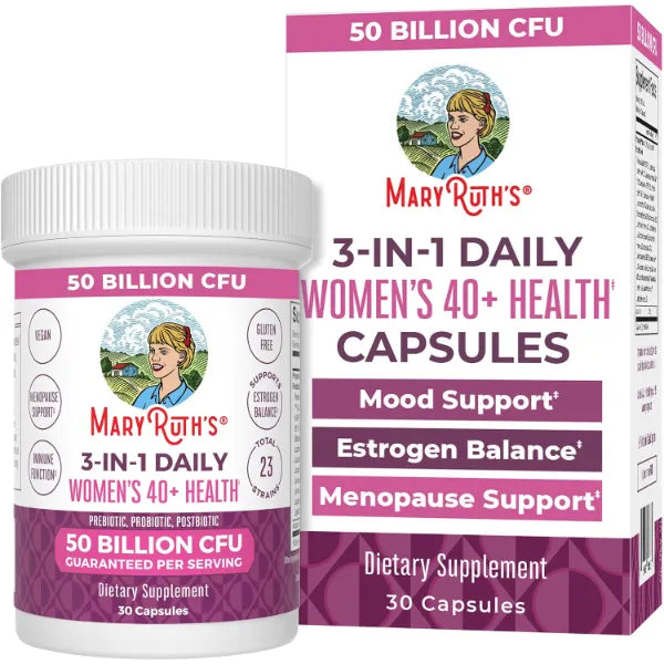 MARYRUTH'S 3-in-1 Daily Health 40+ Probiotics for Women, 50 Billion CFU | 50 Billion CFU