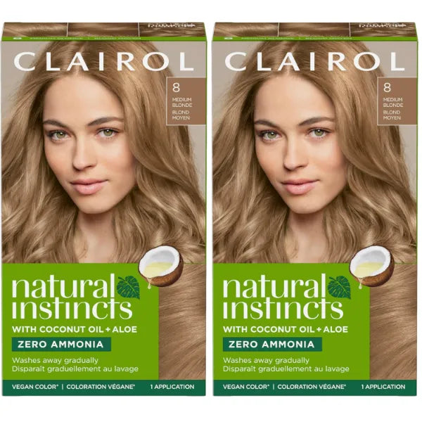 Clairol Natural Instincts Demi-Permanent Hair Dye, 8 Medium Blonde Hair Color, Pack of 2