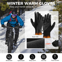 TERRIFI Winter Gloves, Men Women Touch Screen Glove, Classic Unisex Leather Gloves for Cycling, Running, and Fishing - Waterproof and Thermal for Men and Women