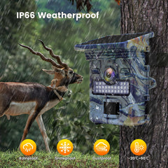 XTU Solar Trail Camera 4K 48MP, Wildlife Camera with Night Vision Motion Activated,0.2s Trigger Speed, IP66 Waterproof for Wildlife Monitoring Indoor,32GB SD Card Included