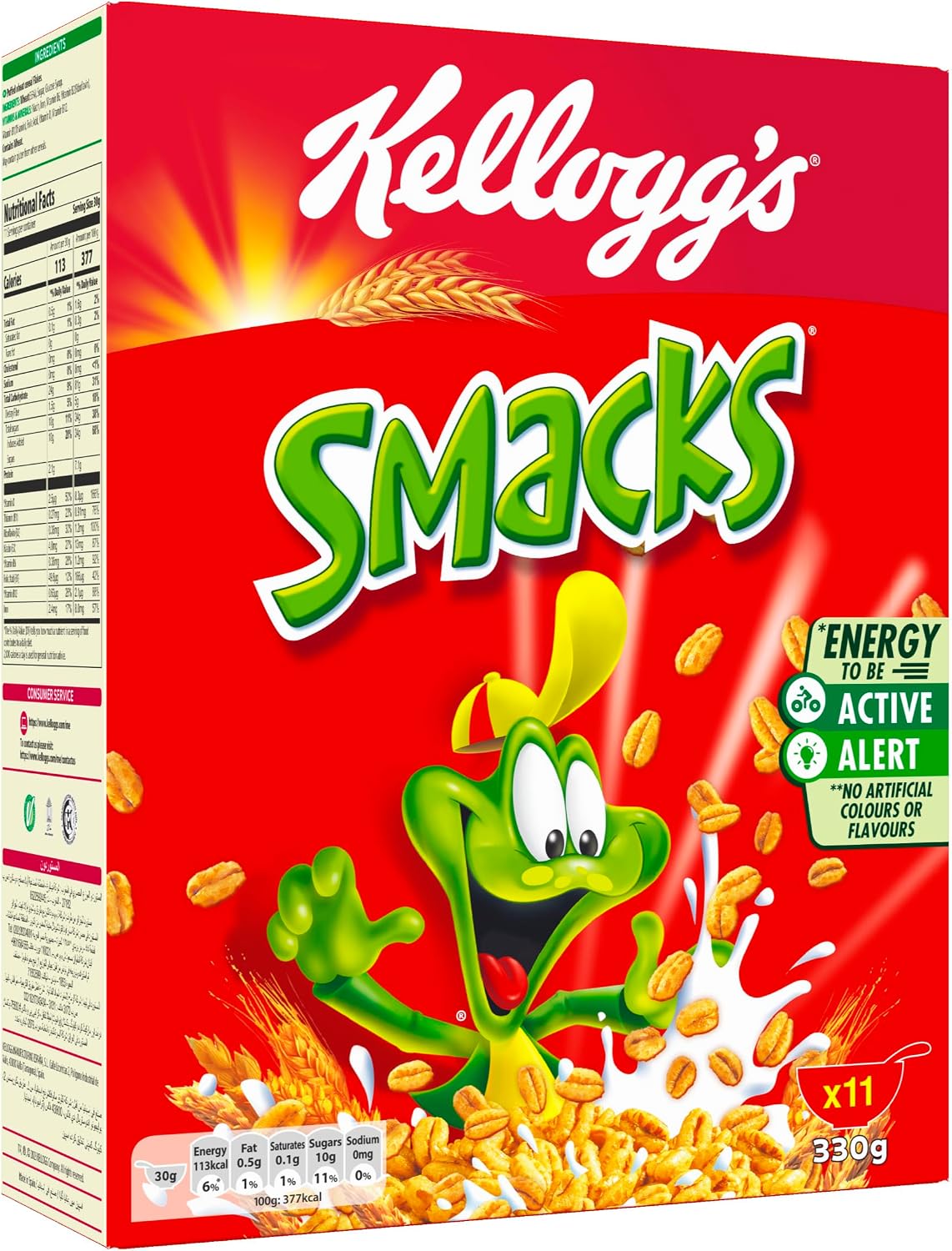 Kellogg's Smacks, 330g, Multigrain Nourishment, Source of Fiber, High in 7 Vitamins and Iron, Ideal For Healthy Breakfast