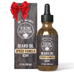 Viking Revolution Beard Oil for Men - All Natural Beard Oil with Argan Oil & Jojoba Oil Beard Conditioner and Softener - Strengthens Beards and Mustaches for Men (1 Pack, Spiced Vanilla) - 30ml