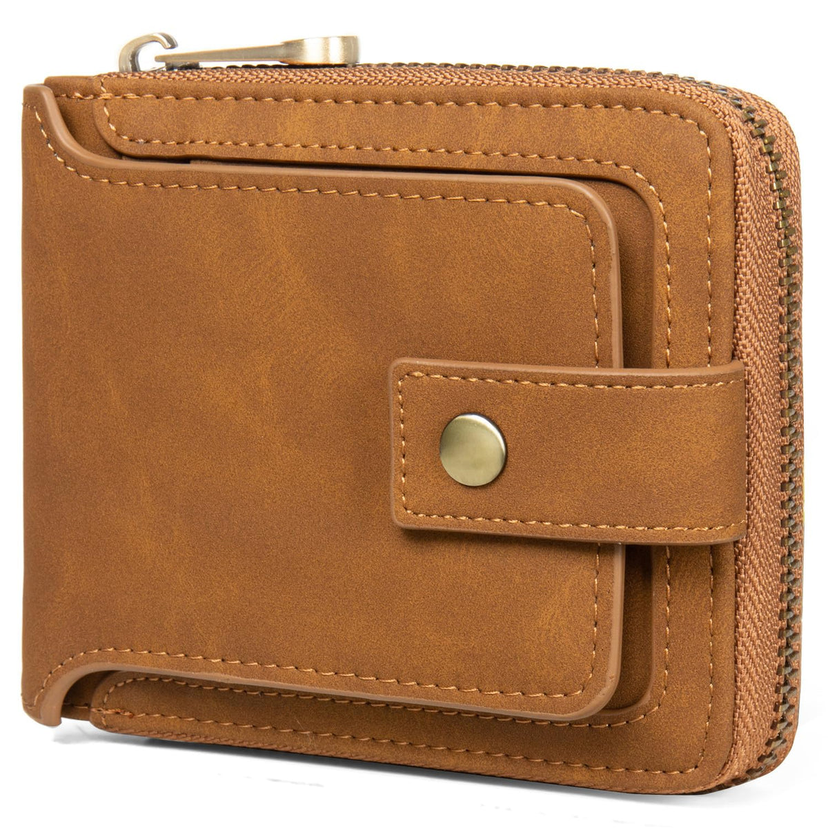 Huztencor Zipper Wallet Men RFID Blocking Leather Bifold Credit Card Wallets (FBA) - Vintage Brown