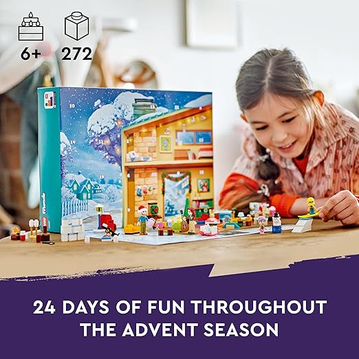 LEGO Friends Advent Calendar 2024, Christmas Countdown Toy for Kids with 24 Surprises Including 5 Mini-Doll Characters and 3 Animal Figures, Themed Gift Idea for 6 Plus Year Old Girls & Boys 42637