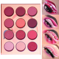 DE'LANCI Pink Eyeshadow Palette, Highly Pigmented Bright Hot Pink Eye Shadow Pallet, Bright Peach pink Purple Red Eyeshadow Makeup Palette, for Girl Women Cute Suger Skull Candy Blush Goth pink Makeup