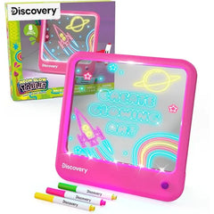 Discovery Neon Glow Drawing Board LED Drawing Tablet for Kids 8 Light Effects, 3 Washable Markers Doodle Board Sketch Pad Art Kit Built in Storage & Display Arts & Crafts Toy Boys & Girls Gift
