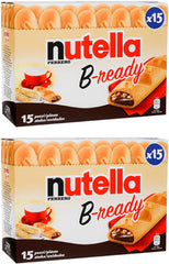 Nutella Ferrero B-ready a crisp wafer of bread in the form of mini baguette stuffed with a creamy -  15 pieces , 10.13 oz (Pack of 2)