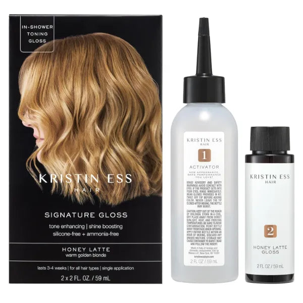 Kristin Ess Hair Gloss in Honey Latte Golden Blonde - 4 Wk Semi Permanent Hair Dye Glaze - Color Depositing Conditioner & Brassy Toner for Vibrant Color, Shine + Gloss - Vegan, Silicone & Ammonia Free