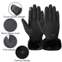 Winter Gloves for Women, Warm Touchscreen Glove Windproof Elastic Texting Gloves, Soft Lining Gloves for Ladies Sports Driving - Black