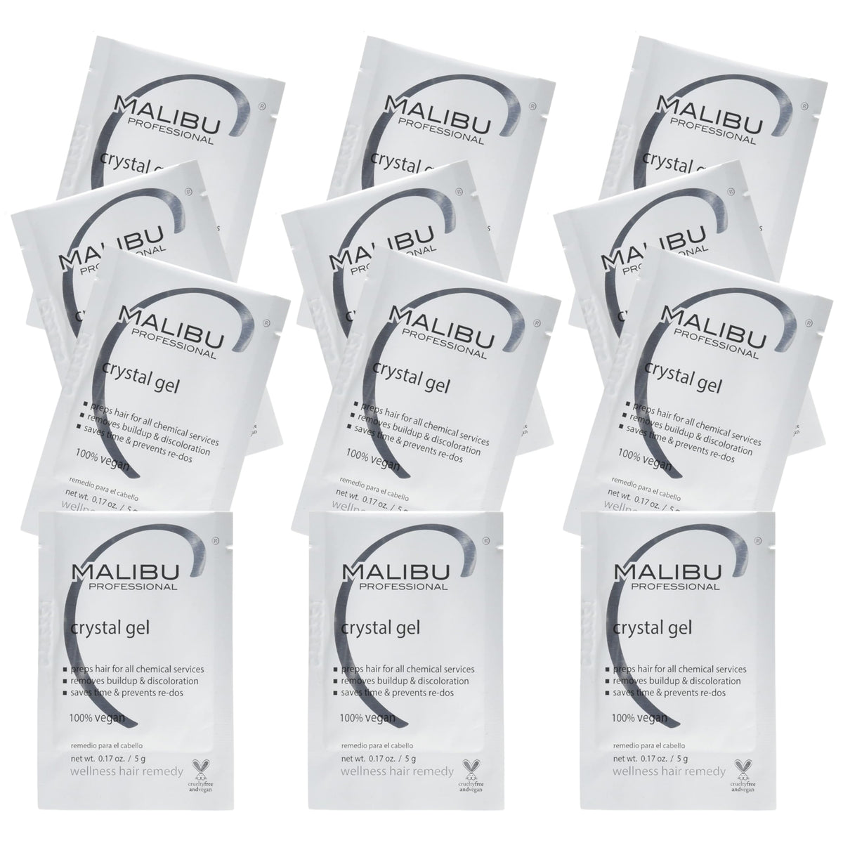 Malibu C Crystal Gel Normalizer Wellness Hair Remedy Color Hair Preparation Removes Build Up and Discoloration, 5 grams - 12 count