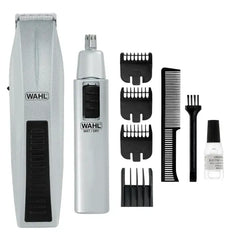 Wahl Beard Trimmer for Men - Battery Operated Facial Hair Grooming Set for Mustaches, Beard, Neckline, Light Detailing and Grooming with Bonus Battery Nose & Ear Hair Trimmer - Model 5537-420
