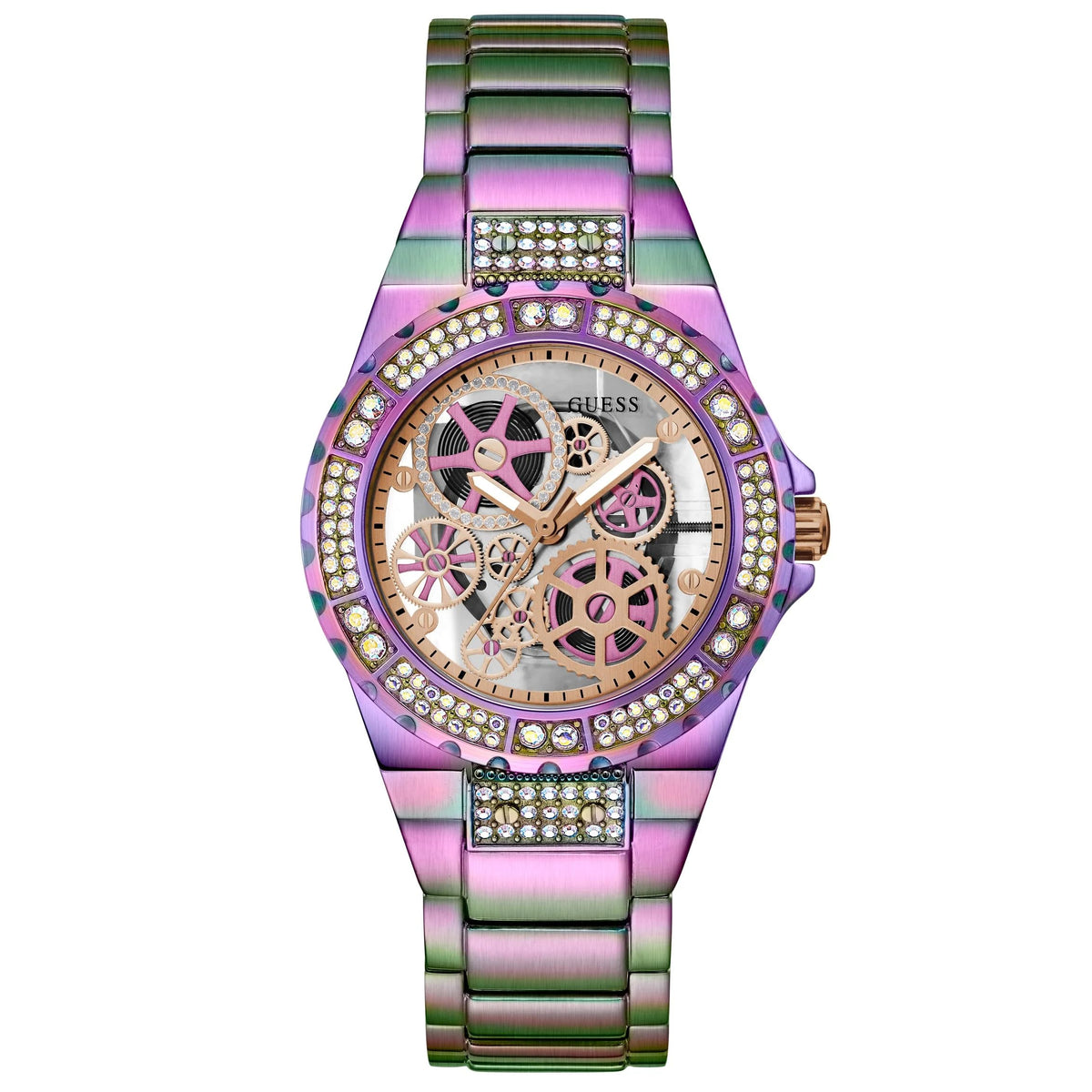 GUESS Reveal Collection Analog Rose Gold Dial Women's Watch-GW0302L3