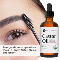Aitnaturals Organic Castor Oil 60ml Eyelash & Eyebrow Growth Serum | Nourishing Hair, Skin & Nail Treatment | Promotes Hair Growth & Conditions | Cold Pressed & Hexane free | 100% Pure & Hexane-Free