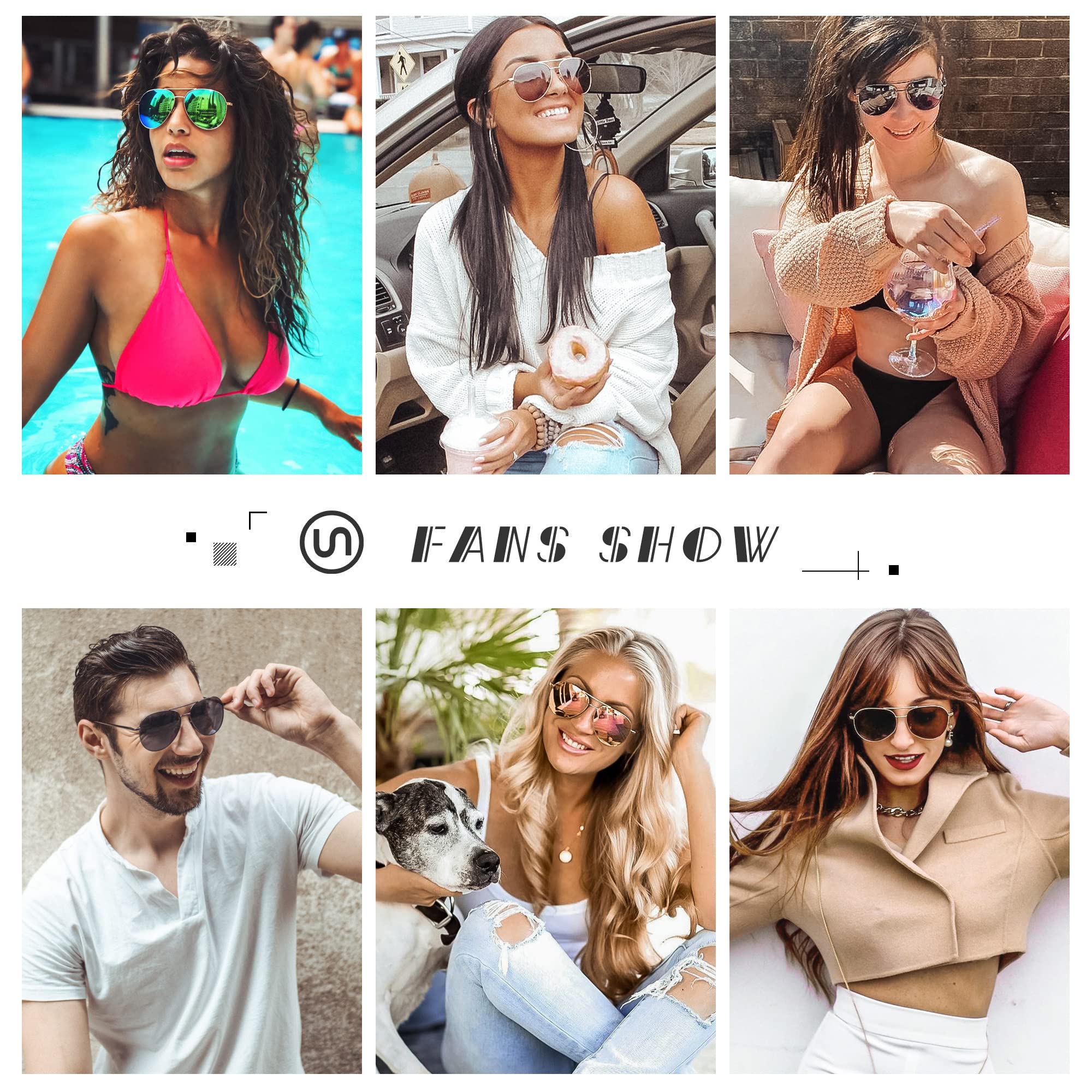SUNGAIT Vintage Round Sunglasses for Women Men and Lightweight Oversized Aviator Sunglasses