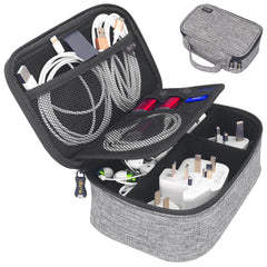 Sisma Travel Cords Organizer Universal Small Electronic Accessories Carrying Bag for Cables Adapter USB Sticks Leads Memory Cards, Gray