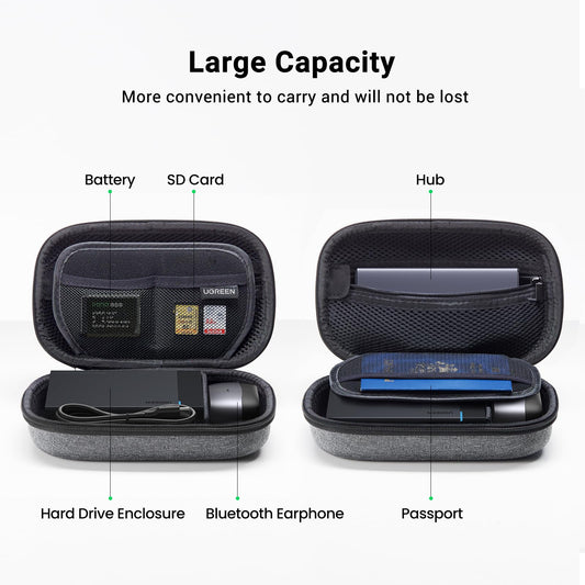 UGREEN Electronic Organizer, Travel Organizer for Electronics Accessories Water-resistant Shockproof External Hard Drive Case Small Travel Case for Cables, Chargers, SD Cards, Hard Disk, Flash Drives