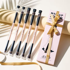 Jessup Makeup Brushes 10-in-5 Double Ended Eyeshadow Brush Contour Brush Blending Brush Eyeliner Brush Shader Brush, Vegan Fiber Precision Eye Brush Set Peach Dust T509