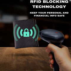 Stealth Mode Leather Trifold RFID Wallet For Men With Flip Out ID Holder - Carbon Fiber