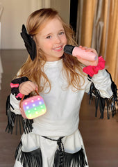Mini Karaoke Machine for Kids Adults, Portable Bluetooth Speaker with 2 Wireless Microphones,18 Pre-Loaded Songs Toys Birthday Gifts for Girls 4, 5, 6, 7, 8+ Years Old Toddler Teens - MULTICOLOR