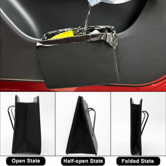 TERRIFI Car Trash Can, Leather Hanging Organizer Multifunctional Folding Storage Box, Waterproof Leather Dustbin Organizer, Car Garbage Cans Hanging Trash Can Black for Auto Truck SUV (Black)