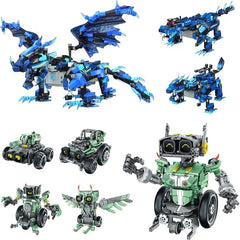Sillbird Bundle 2 Items Dragon Building Kit & Robot Car Buildable Toy with Remote Control for Boys Ages 8-14, Christmas STEM Coding Robotics Technic Toy Birthday Gifts for Kids