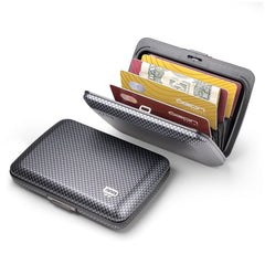 Aluminium Smart Case V2 Wallet - Metal Clasp - RFID Blocking Card Holder - Holds up to 10 Cards and Banknotes - Carbon Effect (Fine Weave)