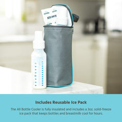 J.L. Childress Breastmilk Cooler Bag - Ice Pack Included - Insulated & Leak Proof Newborn Bottle Bag - Fits 1-2 Bottles - Bottle Bag for Daycare - Breastmilk Cooler Bag for Travel - Grey/Teal