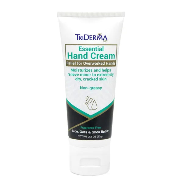 TriDerma Essential Hand Cream Relief for Overworked Hands, Moisturizes Extremely Dry Skin, Non-greasy, Fragrance Free - Travel Essentials - 2.2 oz
