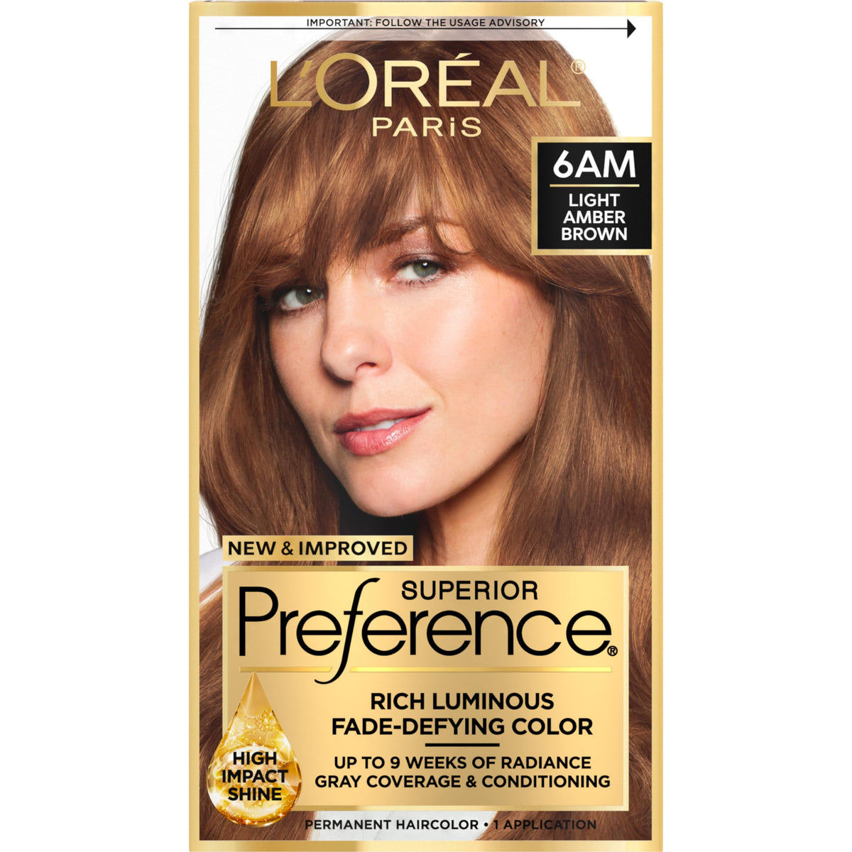 L’Oreal Paris Superior Preference Fade-Defying Color 6AM Light Amber Brown - Warmer for Unisex
