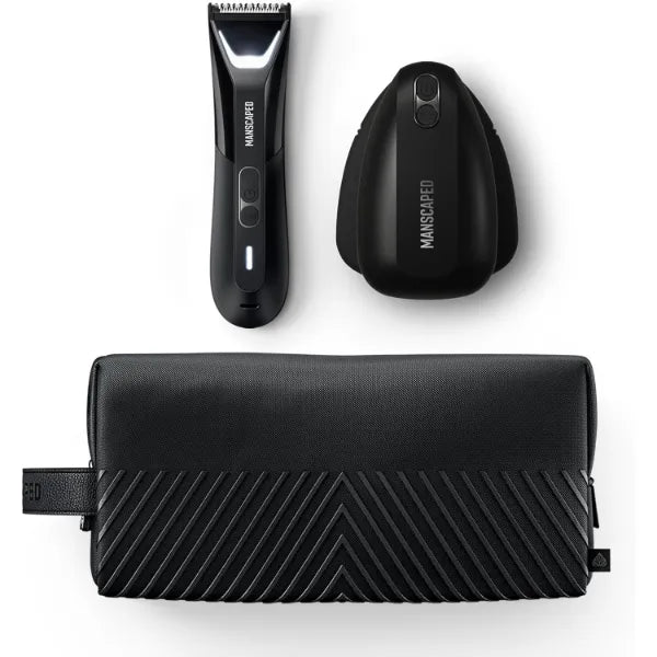 MANSCAPED The Lawn Mower 5.0 Ultra & The Face Buffer PRO - Men's Groin & Body Hair Trimmer & Electric Silicone Face Scrubber for Deep Cleaning & Exfoliating Your Skin, The Shed 2.0 Toiletry Bag