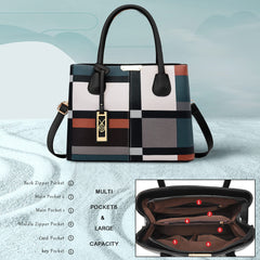 COCIFER Purses and Handbags for Women Shoulder Tote Bags Top Handle Satchel (XMQB888) - Black