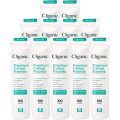 Cliganic Premium Cotton Rounds for Face (Bulk 1200 Count) Makeup Remover Pads, Hypoallergenic, Lint-Free | 100% Pure Cotton