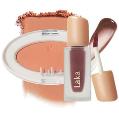 Laka Blush and Lip Duo Love Silk Blush #704 Nunnu & Fruity Glam Tint #121 Ash Nut