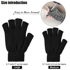 TERRIFI 2 Pairs Unisex Warm Half Finger Gloves Winter Fingerless Gloves, L for Adults