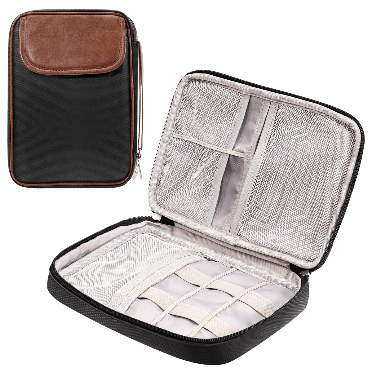 ProCase Electronics Organizer Travel Case, Tech Bag Accessories Pouch for Cords, Charger, Cables, Power Bank, Adapters,Wire -Black