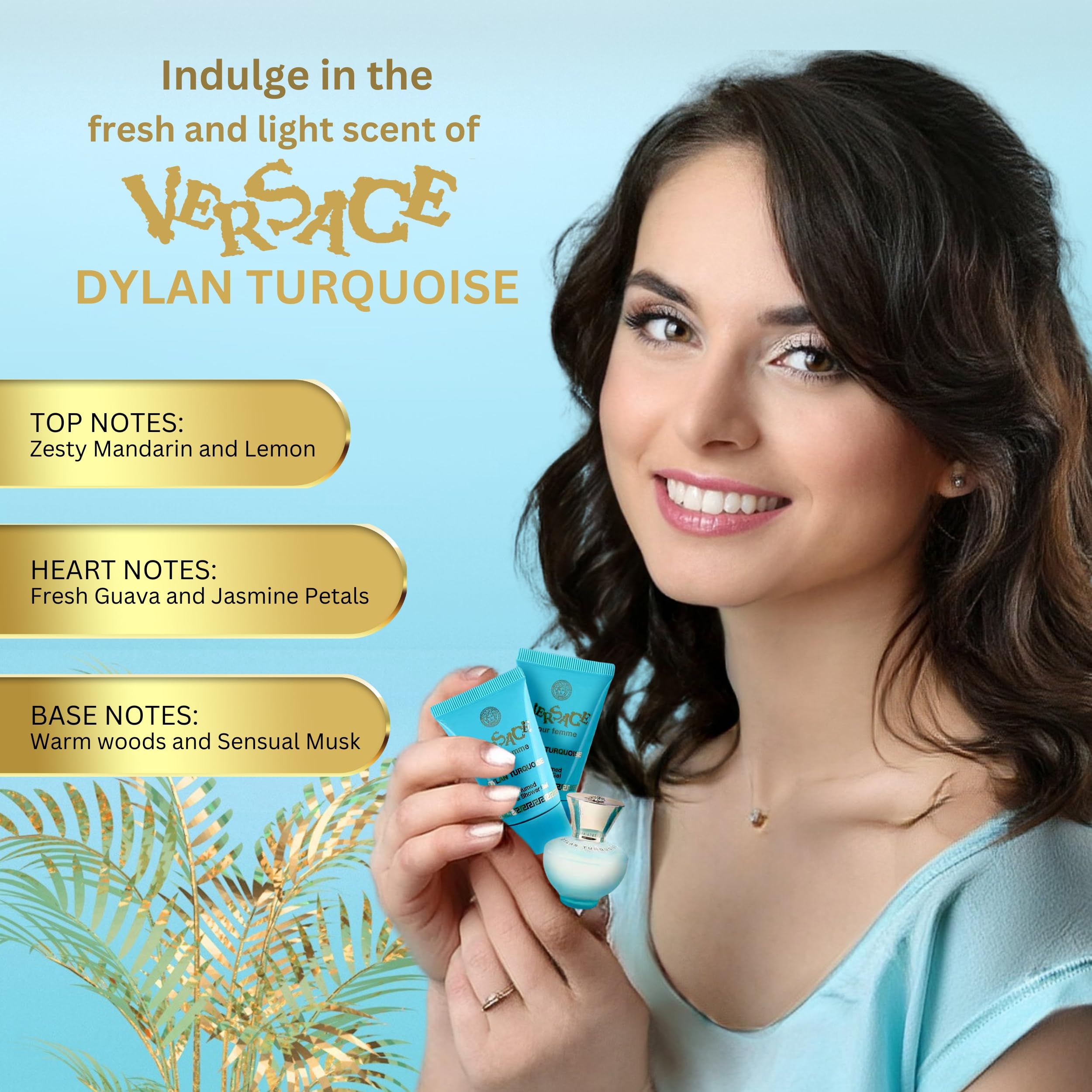 Versace Dylan Turquoise Womens Mini Perfume Trio Gift Set (5ml EDT Splash, 23ml Body Gel & 23ml Shower Gel)