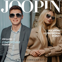 Joopin Rectangular Sunglasses for Men Women Polarized UV Protection Classic Aviation Military Style Big Metal Frame Driving Fishing Black Glass