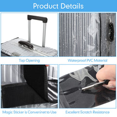 Jexine 4 Pcs Clear PVC Suitcase Protectors 4 Sizes Transparent Travel Luggage Protector Thicken Luggage Cover 18/20/ 24/28 Inches Suitcase Covers