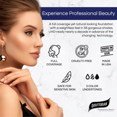 Graftobian HD Glamour Crème Foundation 1/2oz, Weightless Full Coverage Makeup, 65 Inclusive Shades, For All Skin Types, Natural or Full-Glam Looks, For Professionals and Beginners, Winter Wheat