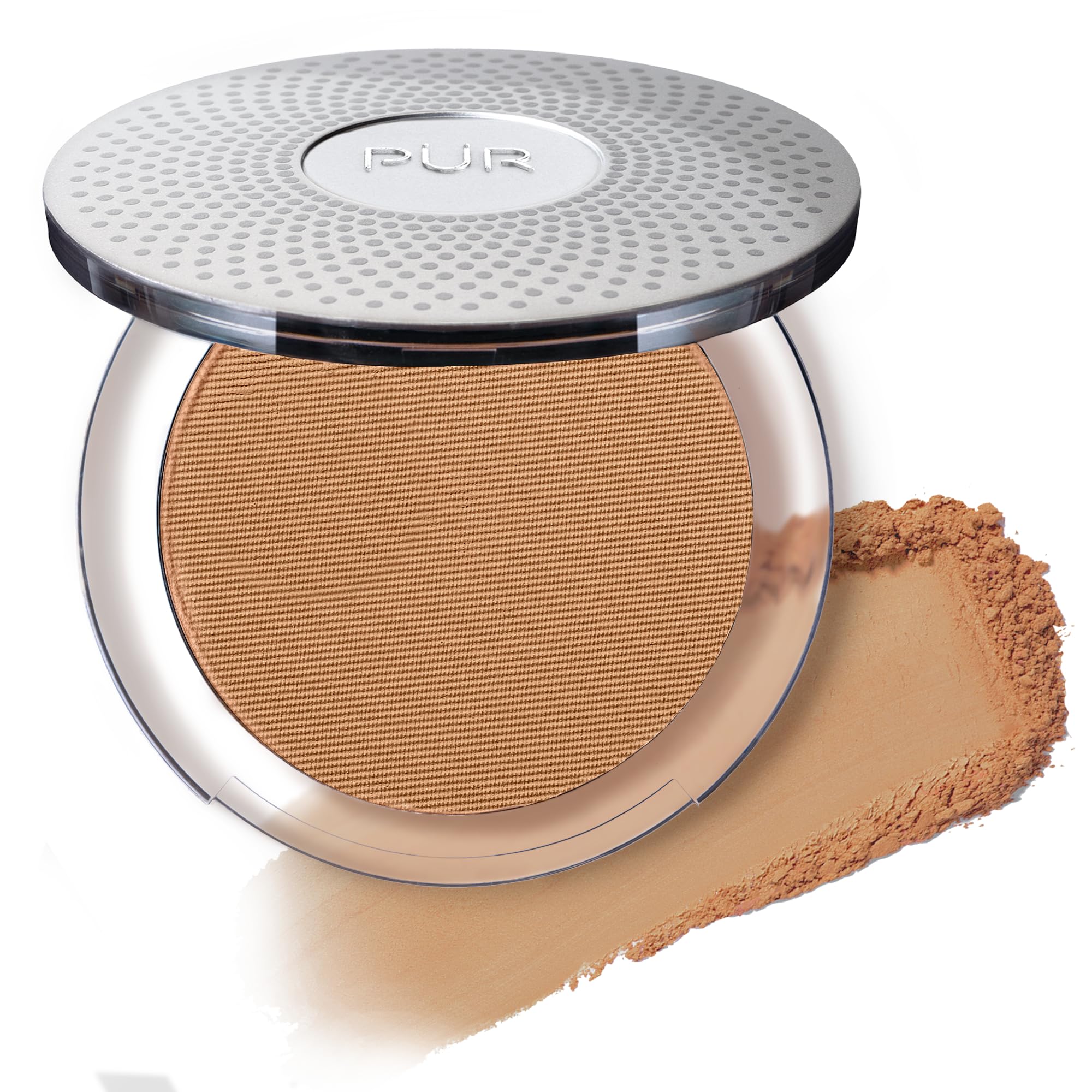 PÜR 4-in-1 Pressed Mineral Makeup SPF 15 Powder Foundation with Concealer & Finishing Powder- Medium to Full Coverage Foundation- Mineral-Based Powder- Cruelty-Free & Vegan Friendly- Tan