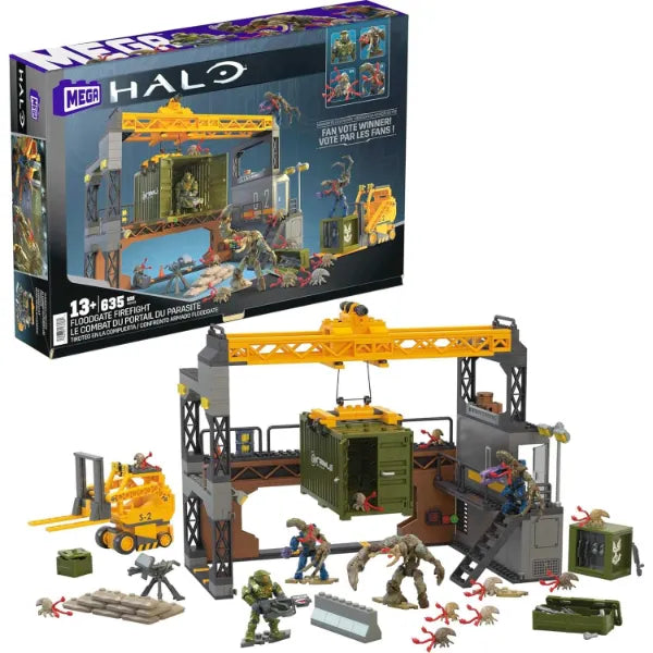 MEGA Halo Infinite Toys Building Set for Kids, Floodgate Firefight with 634 Pieces, 4 Poseable Micro Action Figures and Accessories, Toy Ideas