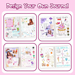DIY Journal Kit for Girls，Scrapbooking Supplies Kit， DIY Journal Set for Girls, Scrapbook & Diary Supplies Set, Journaling Art Crafts Kit, Toys/Birthday Gifts for Girls for 6-13 Year Old Girl