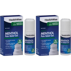 HealthWise 4% Menthol Roll-On | Cold Hot Sensation | Pain Relief Gel | 2.5 oz. 73 mL | Non-Greasy Formula | Topical Analgesic (Pack of 2)