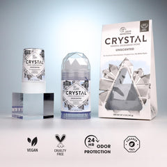 Crystal Essence Mineral Deodorant Stick - Unscented Body Deodorant With 24-Hour Odor Protection, Non-Staining & Non-Sticky, Aluminum Chloride & Paraben Free, 4.25 oz, (3 Pack) (Packaging May Vary)